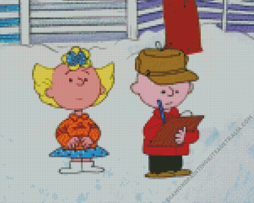 Sally And Charlie Brown In Snow Diamond Painting