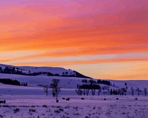 Sunset Yellowstone National Park Diamond Painting