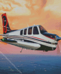 Beechcraft Bonanza Airplane Sunset Diamond Painting