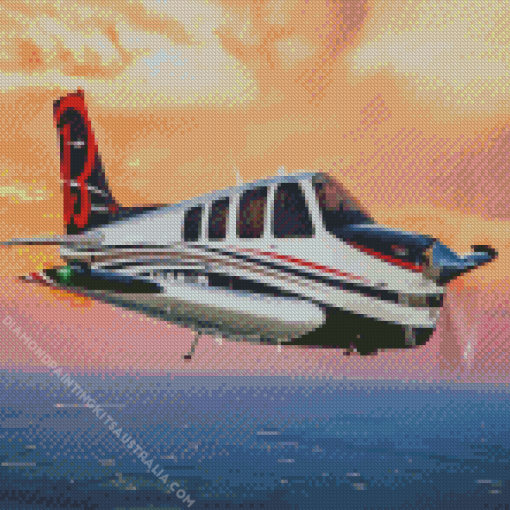Beechcraft Bonanza Airplane Sunset Diamond Painting