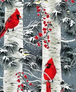 Birch Trees And Birds Diamond Painting