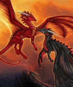 Black And Red Dragon Friends Diamond Painting