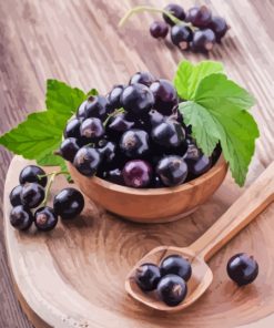 Blackcurrant In Wooden Bowl And Spoon Diamond Painting
