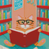 Cat In Library Diamond Painting