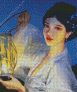 Chinese Girl With Lantern Diamond Painting