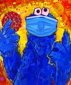 Cookie Monster Wearing Face Mask Diamond Painting