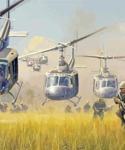 Huey Helicopters And Soldiers Diamond Painting
