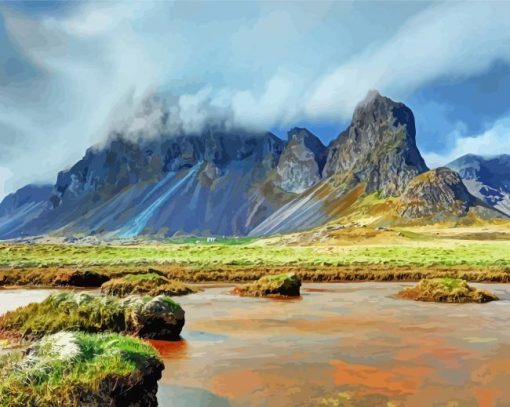 Iceland Landscapes Mountains Diamond Painting