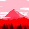 Illustration Red Mountains Diamond Painting