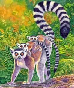 Lemur Family Diamond Painting