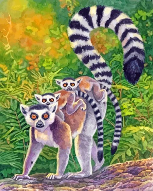 Lemur Family Diamond Painting