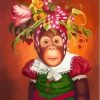 Monkey And Colorful Floral Hat Diamond Painting