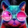 Neon Cats With Glasses Diamond Painting