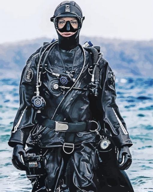 Scuba Diving Lady Diamond Painting