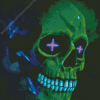 Skull Green Diamond Painting