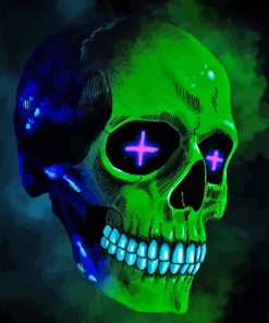 Skull Green Diamond Painting