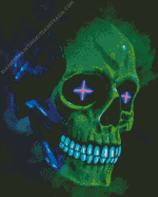 Skull Green Diamond Painting