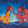 Tarzan And Jane Cartoon Diamond Painting