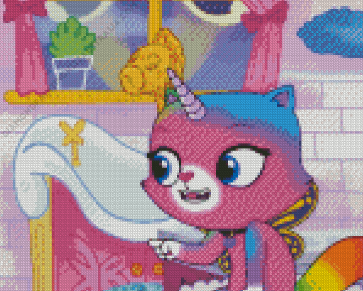 Unicorn Kitty Cartoon Diamond Painting