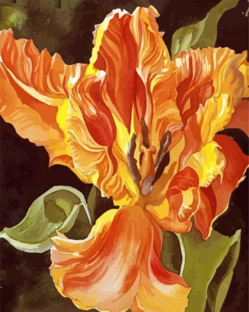 Yellow Orange Parrot Tulip Flower Diamond Painting