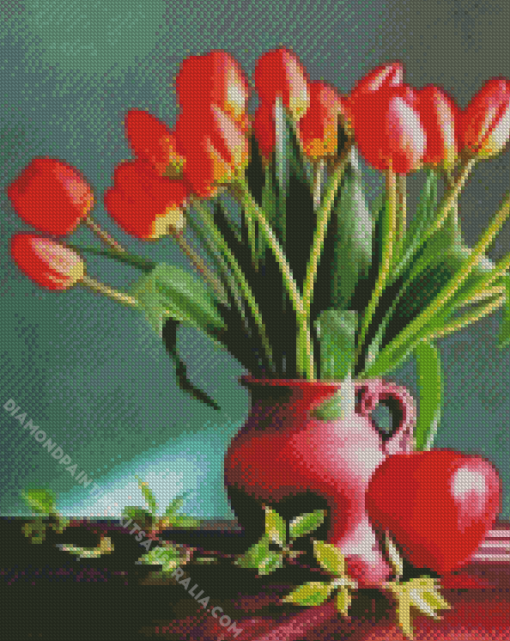 Aesthetic Red Tulips Diamond Painting