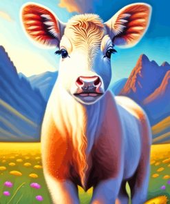 Aesthetic Sunflower Cow Diamond Painting