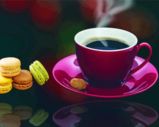 Coffee In Cup And Biscuits Diamond Painting