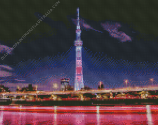 Colorful Tokyo Skytree Tower Diamond Painting