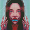 Creepy Woman With Blue Tongues Diamond Painting