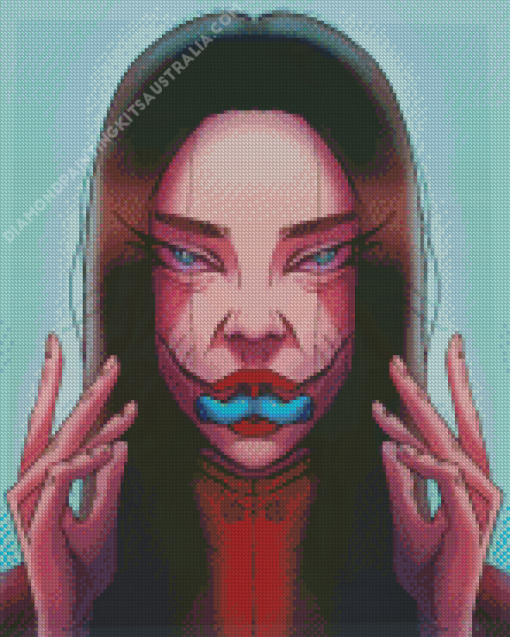 Creepy Woman With Blue Tongues Diamond Painting