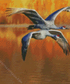 Flying Sandhill Cranes Diamond Painting