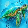 Green Turtle Abstract Diamond Painting