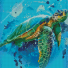 Green Turtle Abstract Diamond Painting