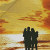 Lovely Family Beach Silhouette Diamond Painting