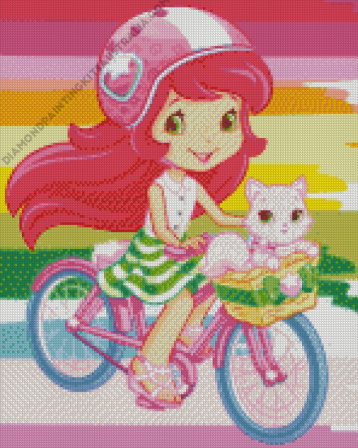 Strawberry Shortcake On Bike Diamond Painting