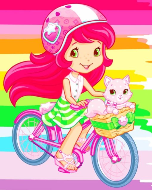 Strawberry Shortcake On Bike Diamond Painting