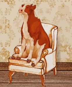 Aesthetic Cow On Chair Diamond Painting