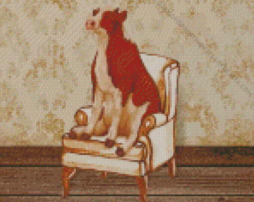 Aesthetic Cow On Chair Diamond Painting