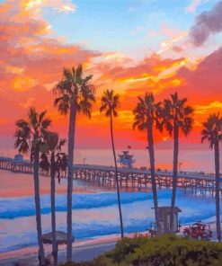 Beautiful Sunset In San Clemente Beach Diamond Painting
