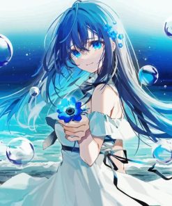 Blue Anime Girl Diamond Painting