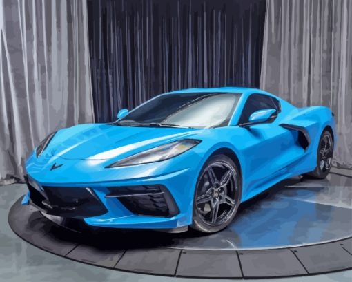 Blue Chevrolet Corvette Stingray Diamond Painting