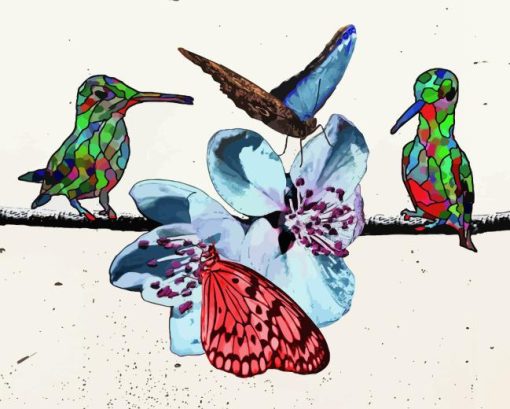 Butterflies And Hummingbirds Art Diamond Painting