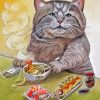Cat Eating Soup Diamond Painting
