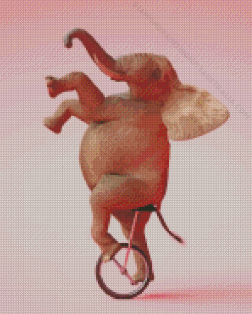 Cool Elephant On A Unicycle Diamond Painting