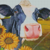 Cow With Sunflower Diamond Painting