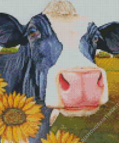 Cow With Sunflower Diamond Painting
