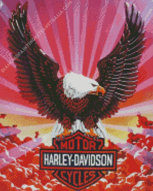 Flying Eagle With Harley Davidson Diamond Painting