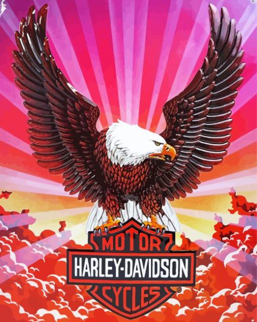 Flying Eagle With Harley Davidson Diamond Painting