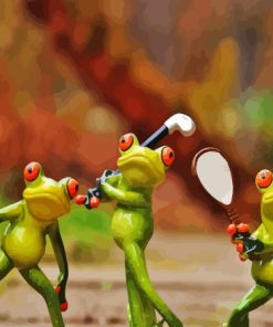 Frogs Playing Golf Diamond Painting