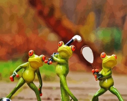 Frogs Playing Golf Diamond Painting